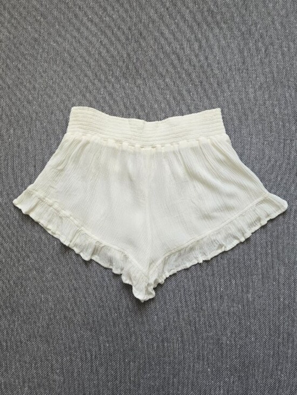 White Blue Ruffle Embroidered Short Shorts - Picture 4 of 6